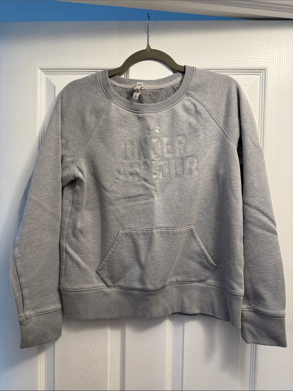 Under Armour Heather Gray Crewneck Sweatshirt with Subtle Embossed Logo